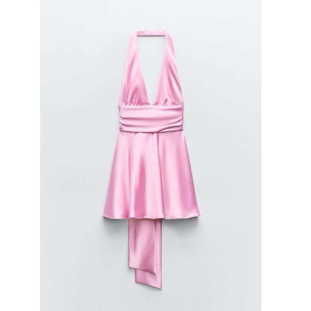 Zara Satin Effect Halter Dress